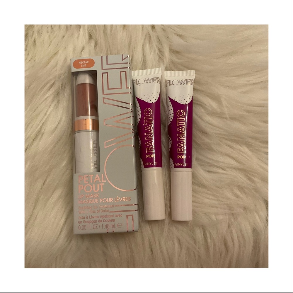 Flower Beauty Petal Pout Lip Mask & 2 Pop Fanatic Vinyl Lip - New